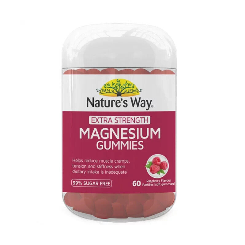 Nature's Way Extra Strength Magnesium Gummies 60 Raspberry Flavour Pastilles
