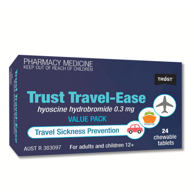 Trust Travel Ease 24 Chewable Tablets Same as Kwells