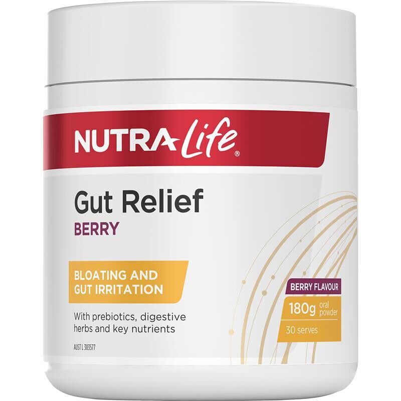 Nutra Life Gut Relief Bloating and Gut Irritation 180g Powder Berry Flavour