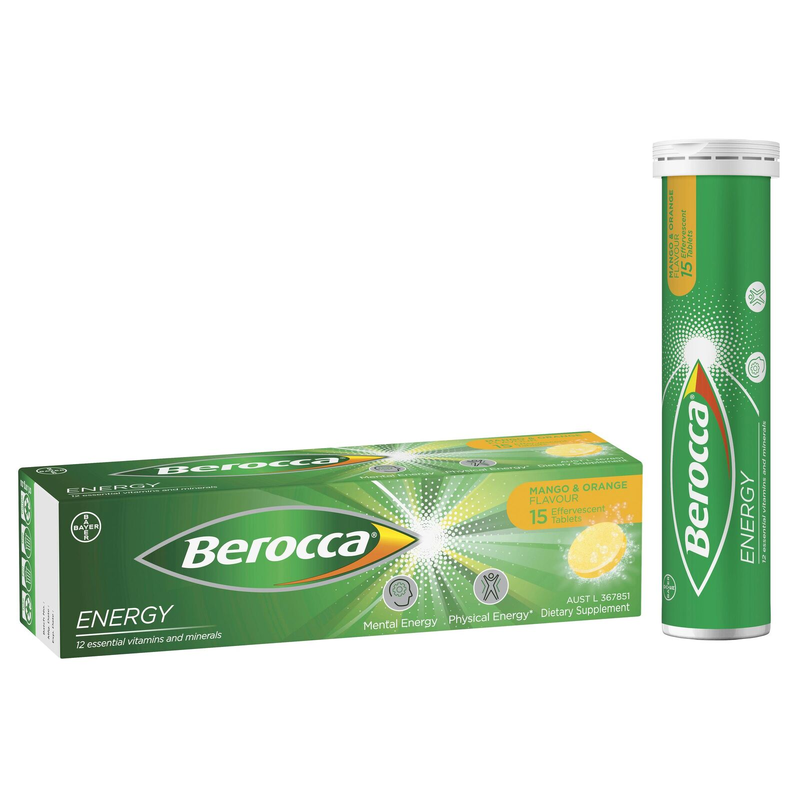Berocca Energy Mango & Orange 15 Effervescent Tablets
