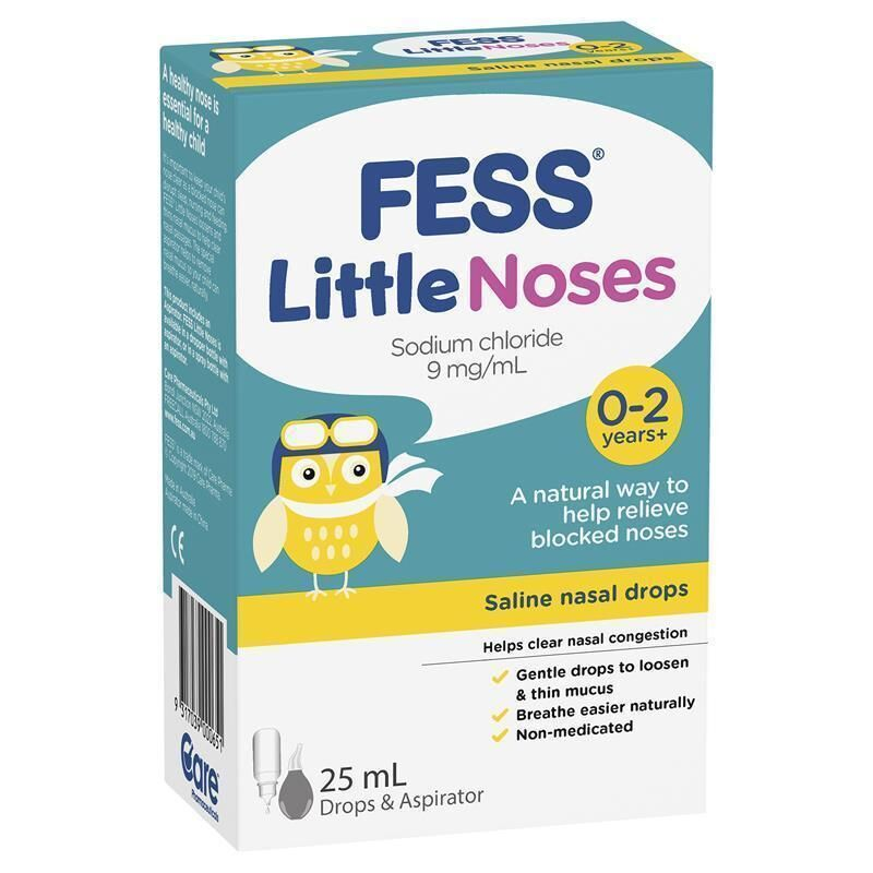 Fess Little Noses 0-2 Years+ Saline Nasal Drops & Aspirator 25ml