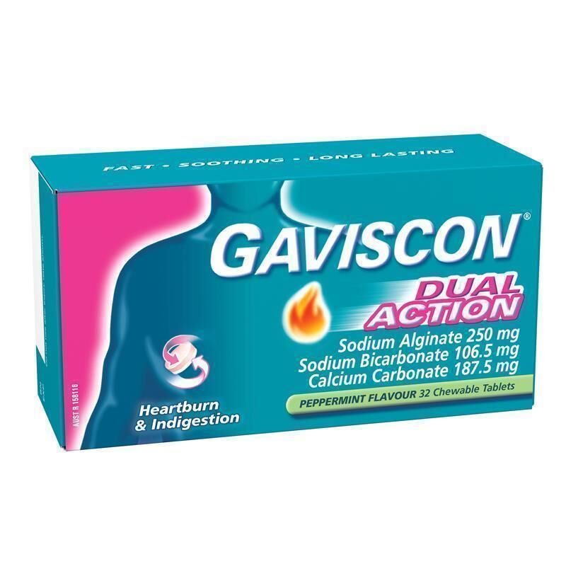 Gaviscon Dual Action Peppermint 32 Chewable Tablets 