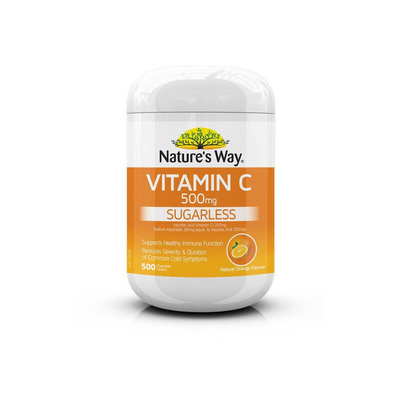 Nature's Way Vitamin C 500mg Sugarless 500 Orange Flavour Chewable Tablets