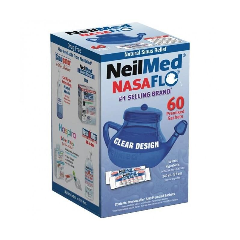 Neilmed Nasaflo Neti Pot + 60 Premixed Sachets