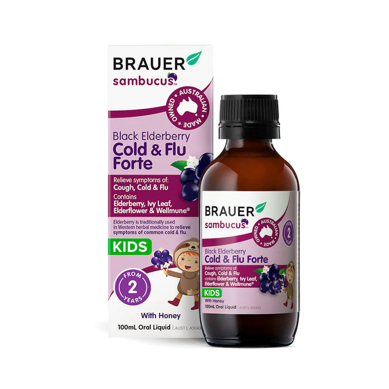 Brauer Sambucus Black Elderberry Cold & Flu Forte Kids 100ml