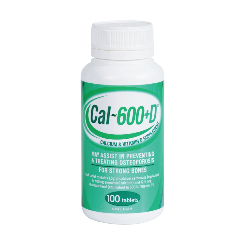 Cal-600 +D Calcium & Vitamin D Supplement 100 Tablets