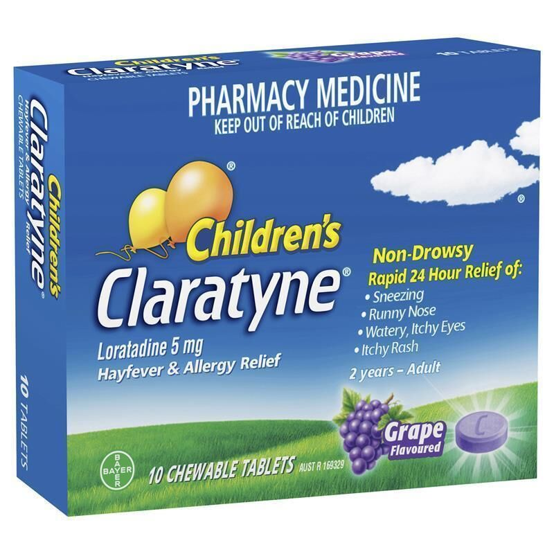 Claratyne Children's 5mg Grape Flavoured 10 Chewable Tablets
