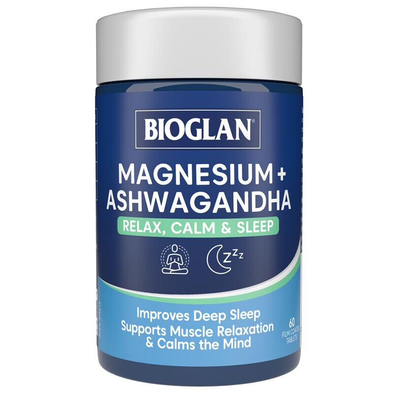Bioglan Magnesium + Ashwagandha Relax , Calm & Sleep 60 Tablets