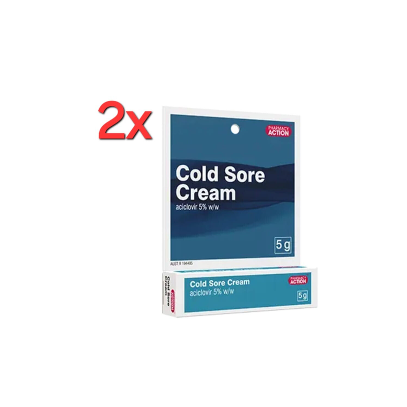 2X Pharmacy Action Cold Sore Cream 5g Same as Zovirax