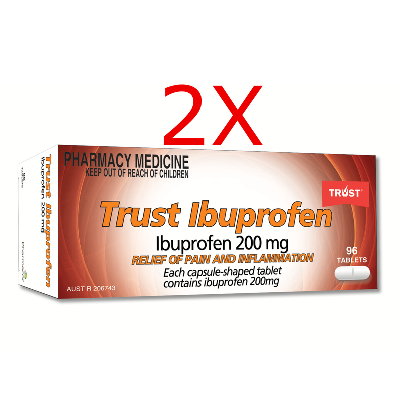 Trust Ibuprofen 200mg 192 capsule-shaped Tablets Same as Nurofen