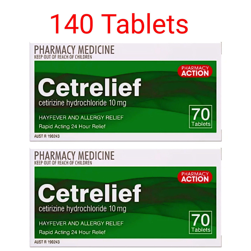 Pharmacy Action Cetrelief 10mg 140 Tablets Same as Zyrtec
