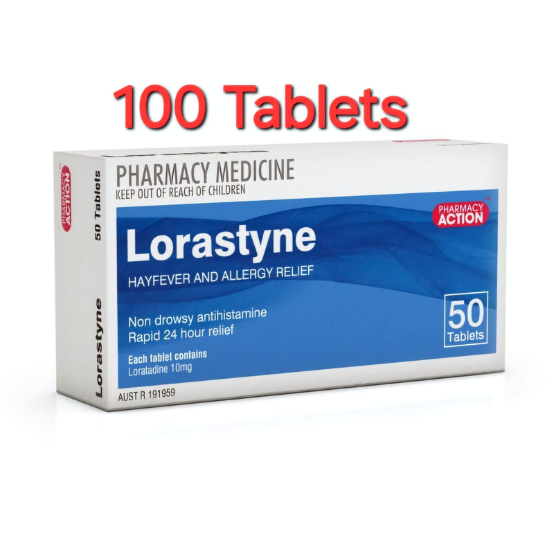 Pharmacy Action Lorastyne 10mg 100 Tablets Same as Claratyne