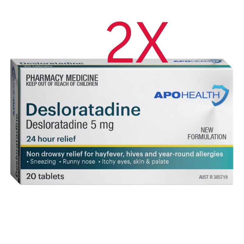 2X APH Desloratadine 5mg 20 Tablets (Total 40 Tablets)
