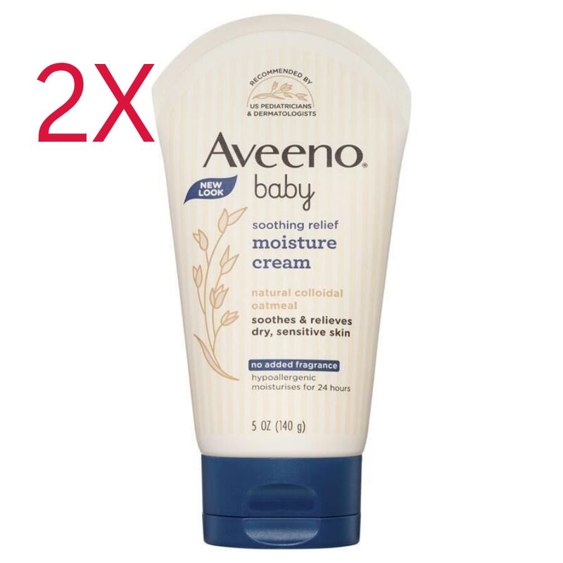 2X Aveeno Baby Soothing Relief Moisture Cream 140g