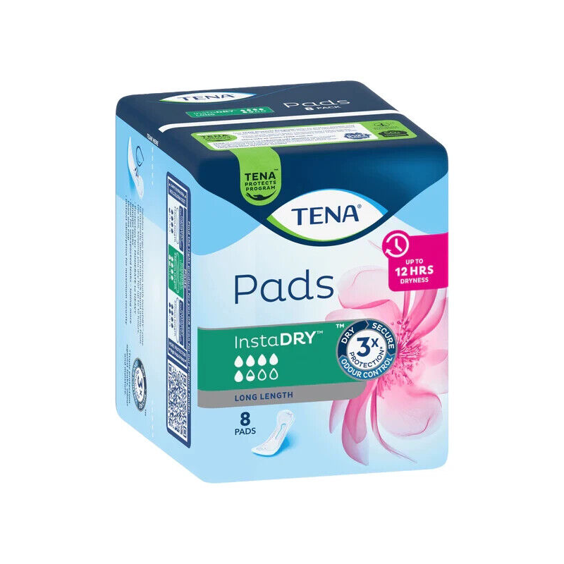 Tena Pads InstaDRY Long Length 8 Pads