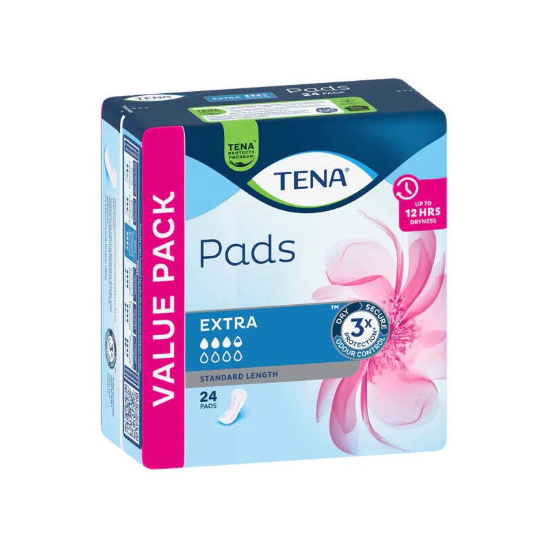 Tena Pads Extra Standard Length 24 Pads