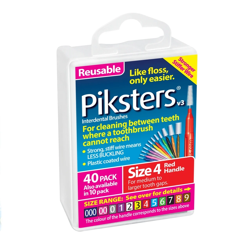 Piksters Interdental Brushes Size 4 Red 40 Pack