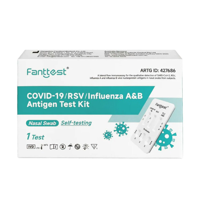 Fanttest Covid-19, RSV, Influenza A&B Antigen Test Kit 1 Test