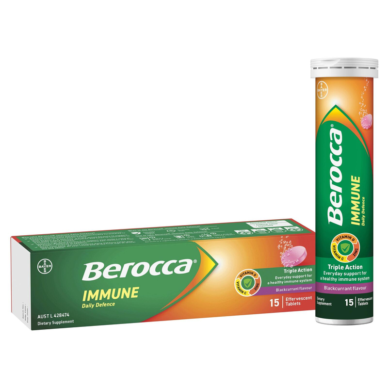 Berocca Immune Daily Defence Blackcurrant 15 Effervescent Tablets