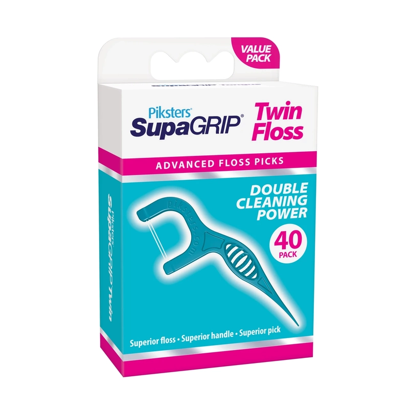 Piksters SupaGRIP Twin Floss Advanced Floss Picks 40 Pack