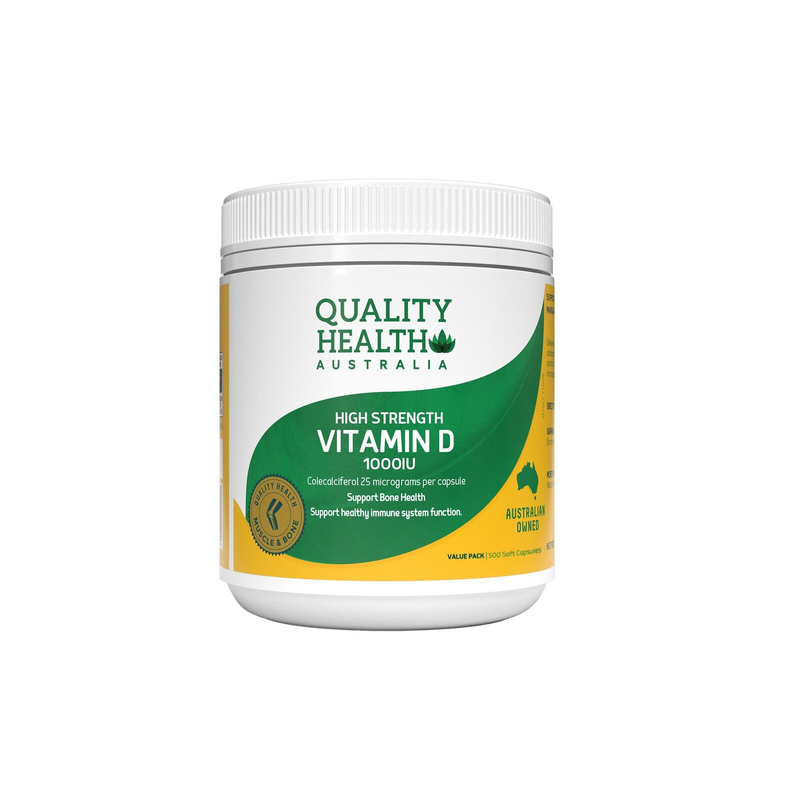 Quality Health High Strength Vitamin D 1000IU 500 Capsules