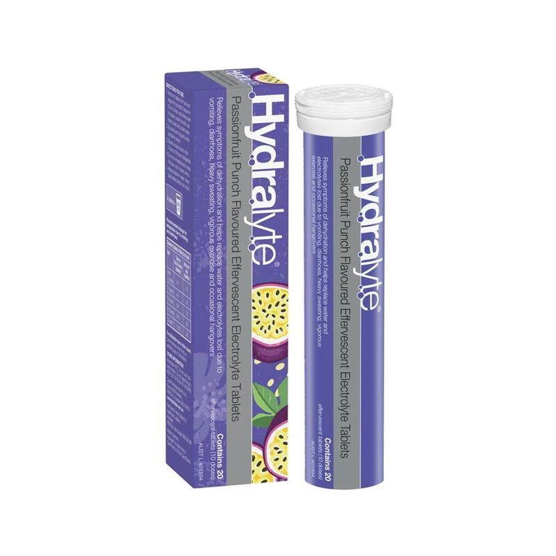 Hydralyte Passionfruit Punch 20 Effervescent Electrolyte Tablets