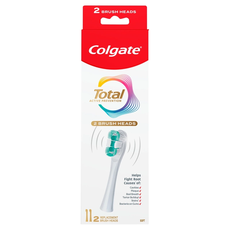 Colgate Total Active Prevention Replacement Soft Brush Heads 2 Pack