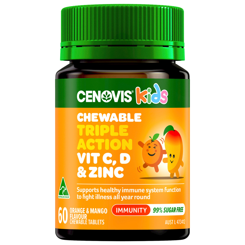 Cenovis Kids Chewable Triple Action Vit C, D & Zinc 60 Tablets