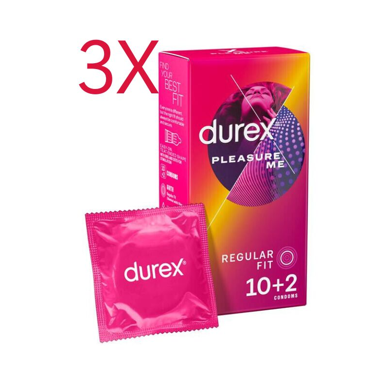3X Durex Pleasure Me Regular Fit 10 Condoms