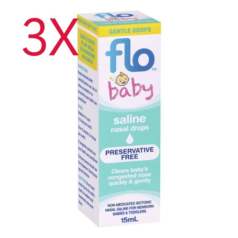 3X Flo Baby Saline Nasal Drops 15ml