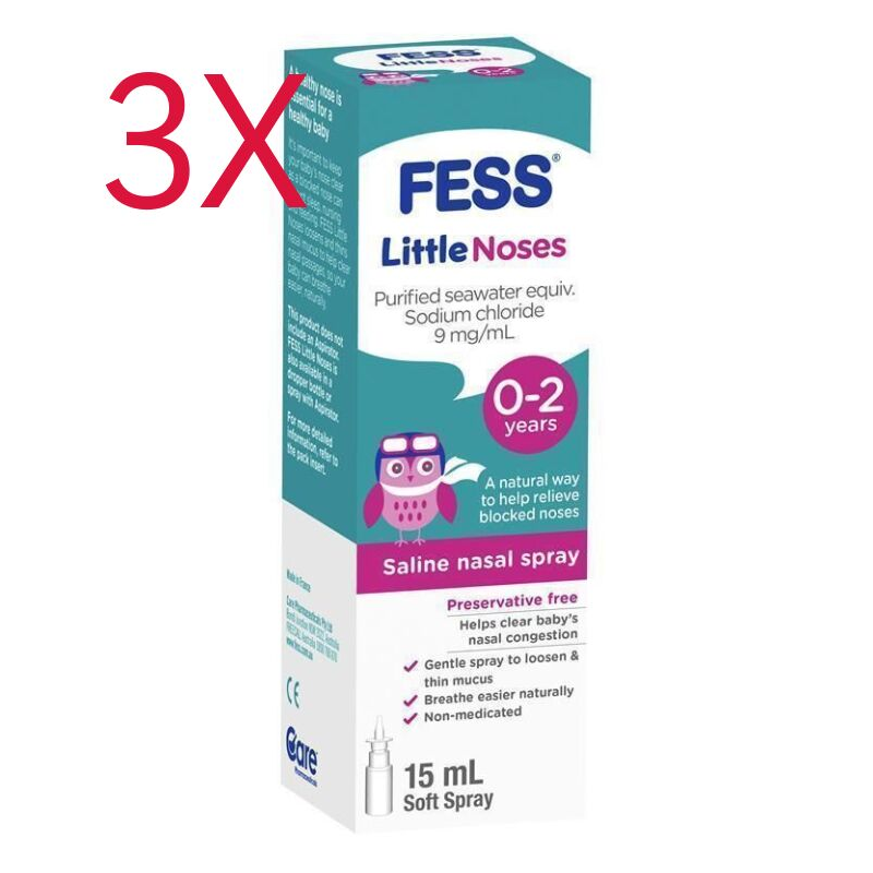 3X Fess Little Noses 0-2 Years Saline Nasal Spray 15ml