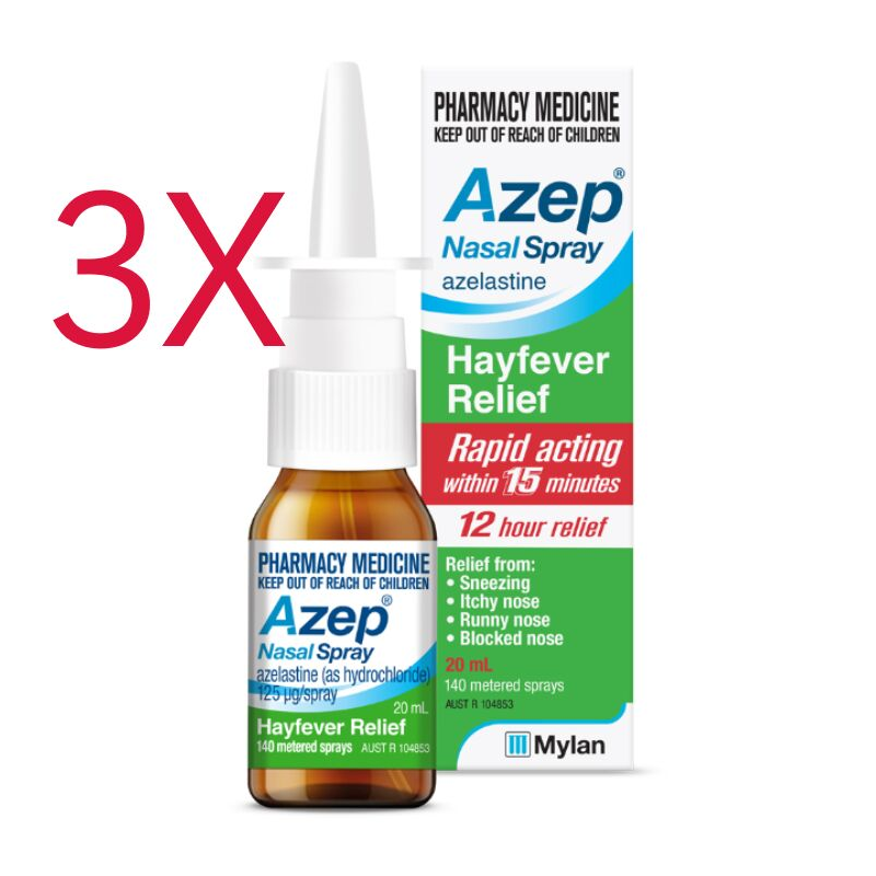 3X Azep Nasal Spray Hayfever Relief 20ml
