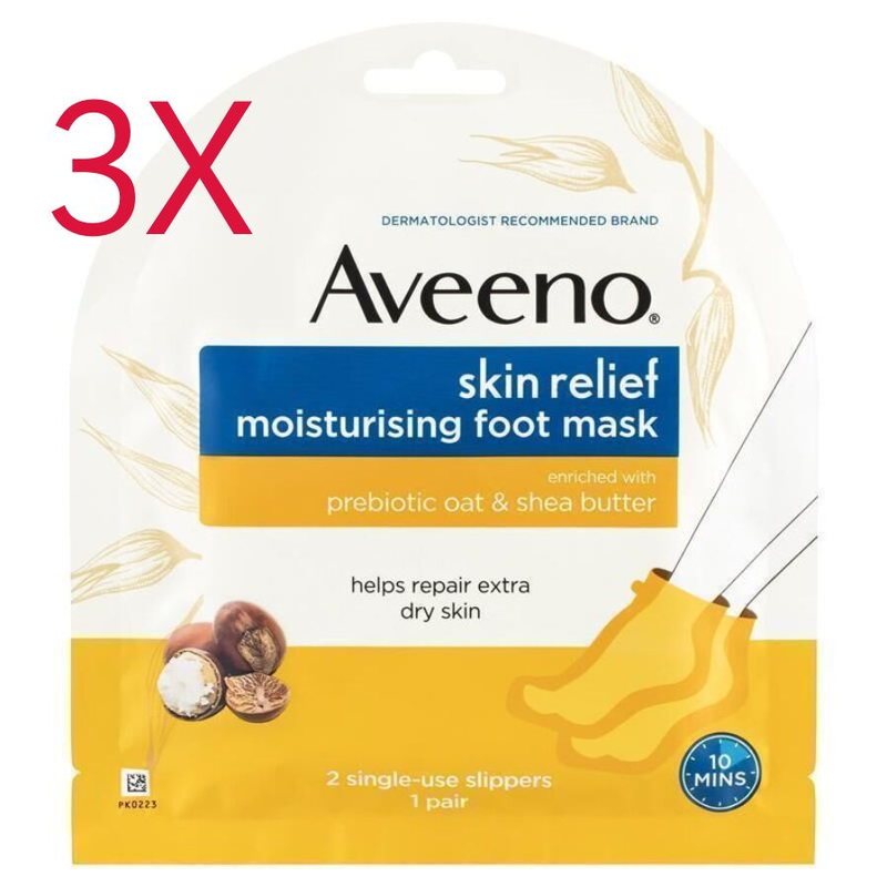 3X Aveeno Skin Relief Moisturising Foot Mask 1 Pair