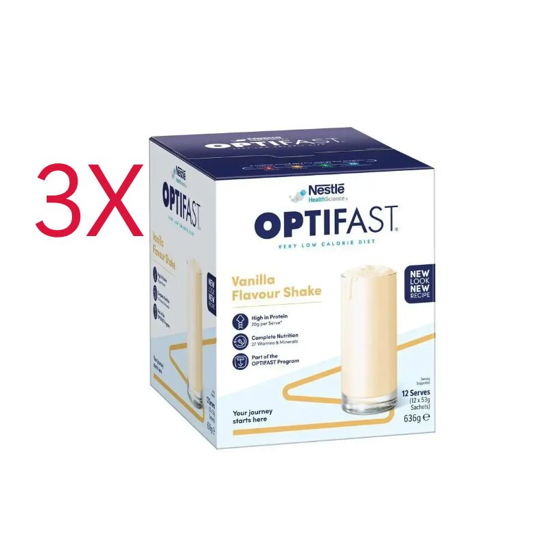 3X Optifast VLCD Shake Vanilla 12 x 53g Sachets