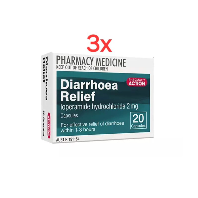 Pharmacy Action Diarrhoea Relief 60 Capsules Same as Imodium