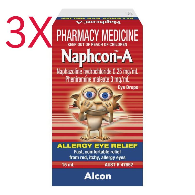 3X Naphcon-A Eye Drops 15ml Allergy Eye Relief
