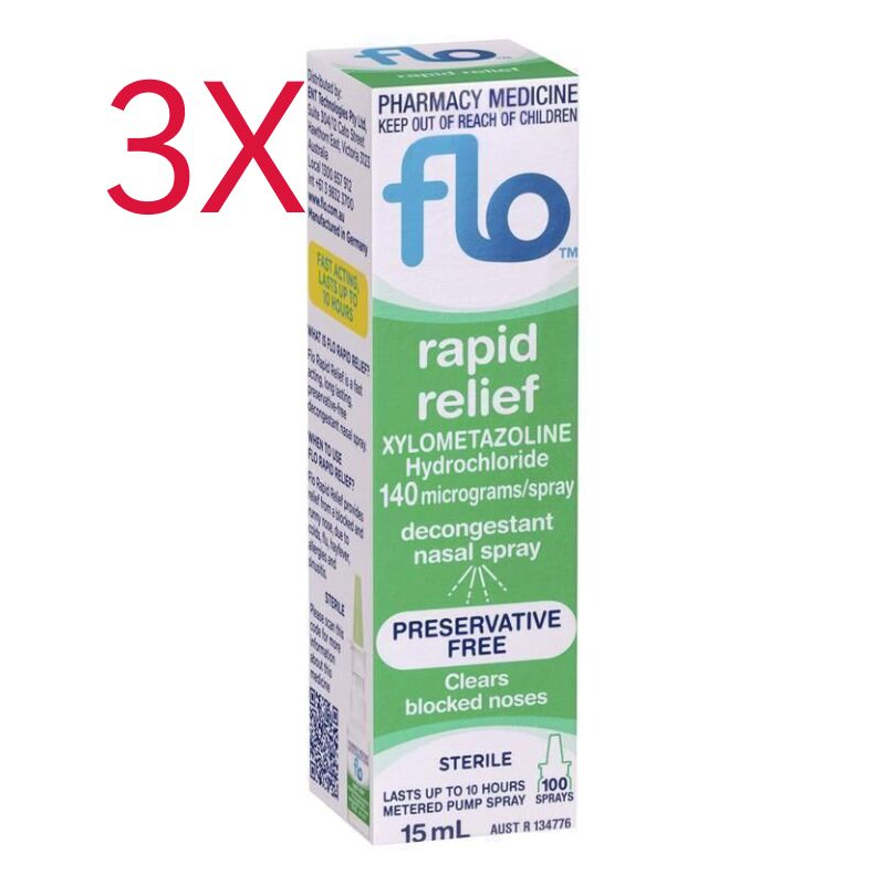 3X Flo Rapid Relief Decongestant Nasal Spray 15ml