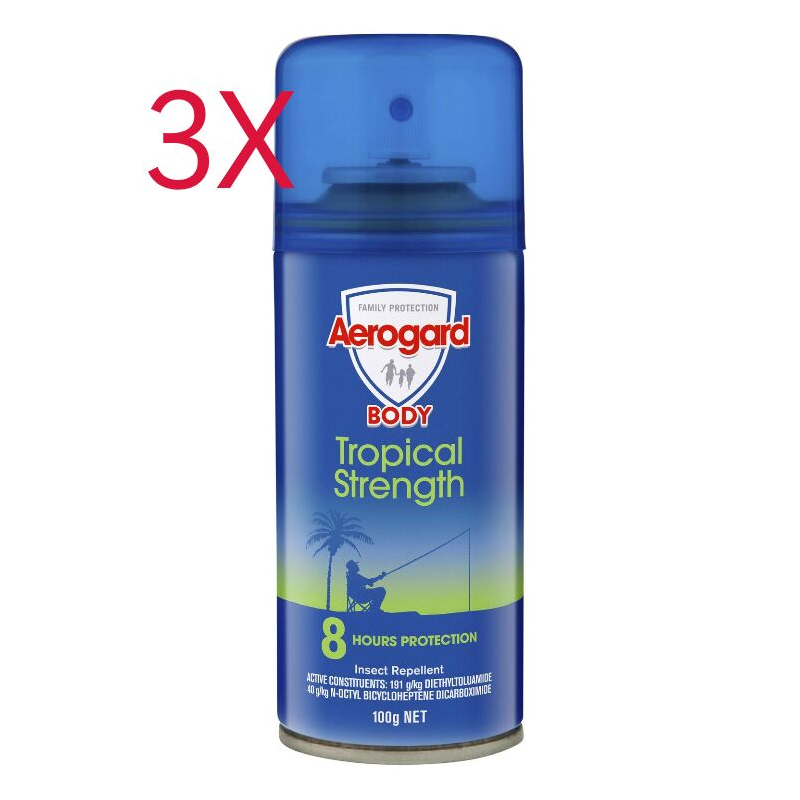 3X Aerogard Tropical Strength Insect Repellent Aerosol 100g