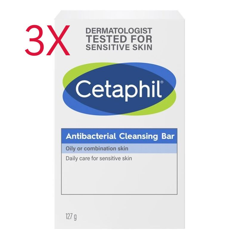 3X Cetaphil Antibacterial Cleansing Bar 127g