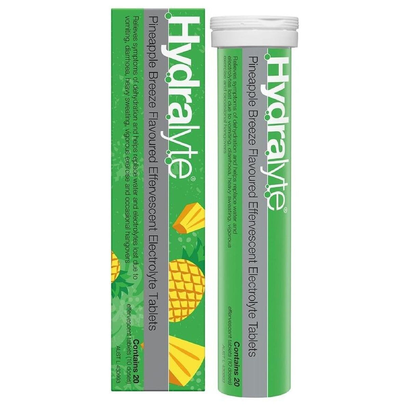 Hydralyte Pineapple Breeze 20 Effervescent Electrolyte Tablets