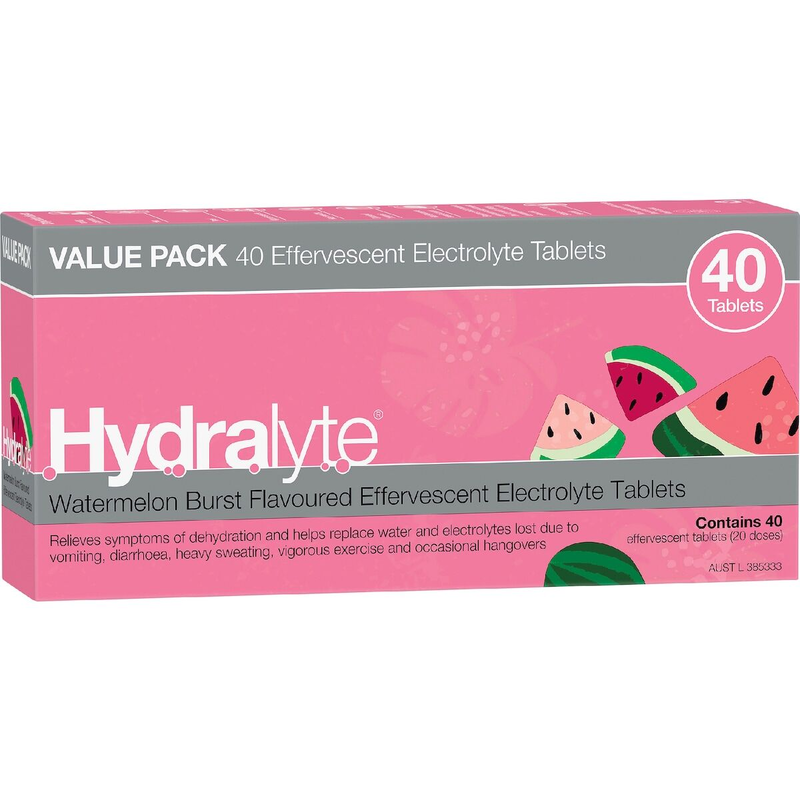 Hydralyte Watermelon Burst 40 Effervescent Electrolyte Tablets