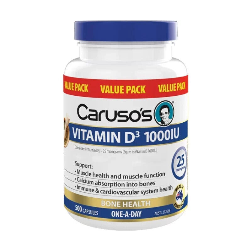 Caruso's Vitamin D3 1000IU 500 Capsules