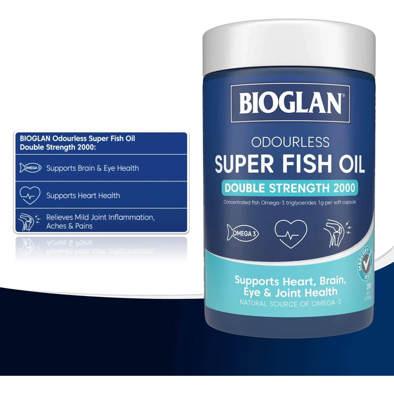 Bioglan Odourless Super Fish Oil Double Strength 200 Capsules