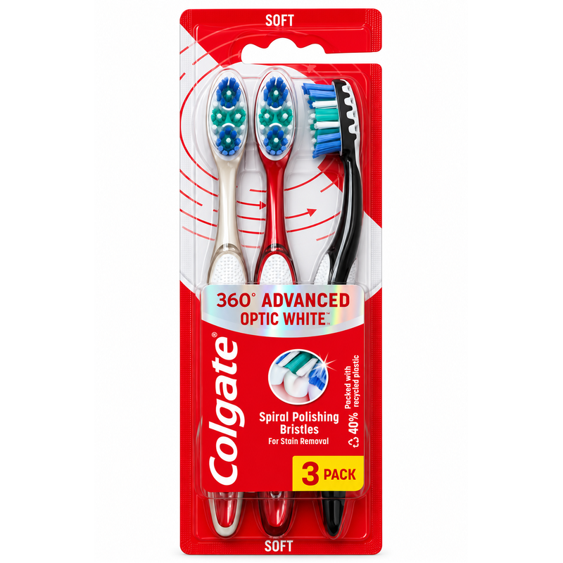 Colgate 360 Advanced Optic White Soft Toothbrush 3 Pack