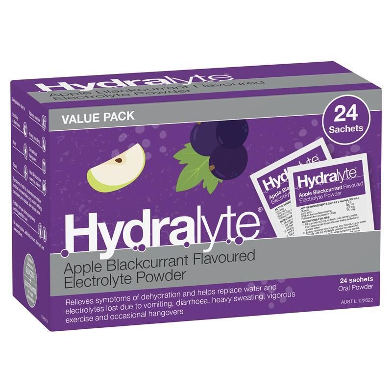 Hydralyte Apple Blackcurrant 24 Electrolyte Powder Sachets