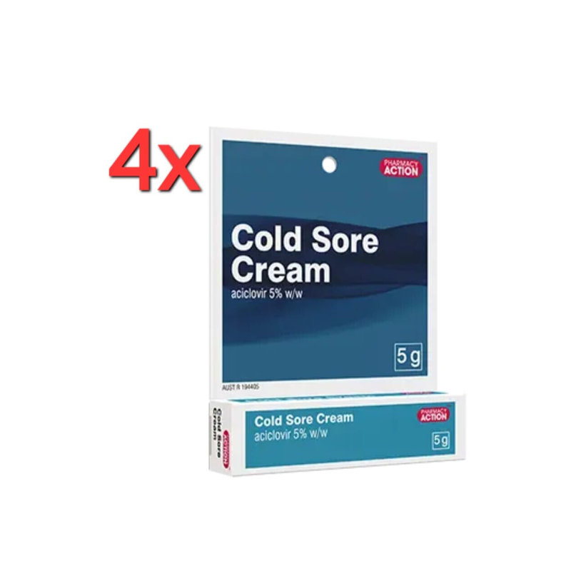 4X Pharmacy Action Cold Sore Cream 5g Same as Zovirax