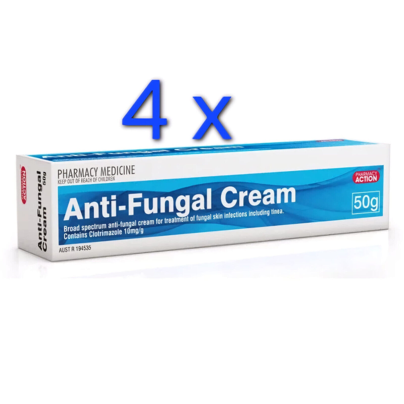 4X Pharmacy Action Anti-Fungal Cream 50g Same as Canesten and Clonea