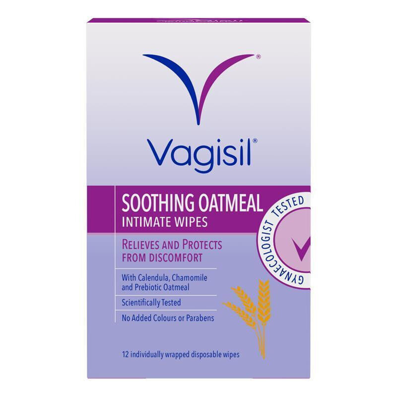Vagisil Soothing Oatmeal Intimate Wipes 12 individually Wrapped Disposable Wipes