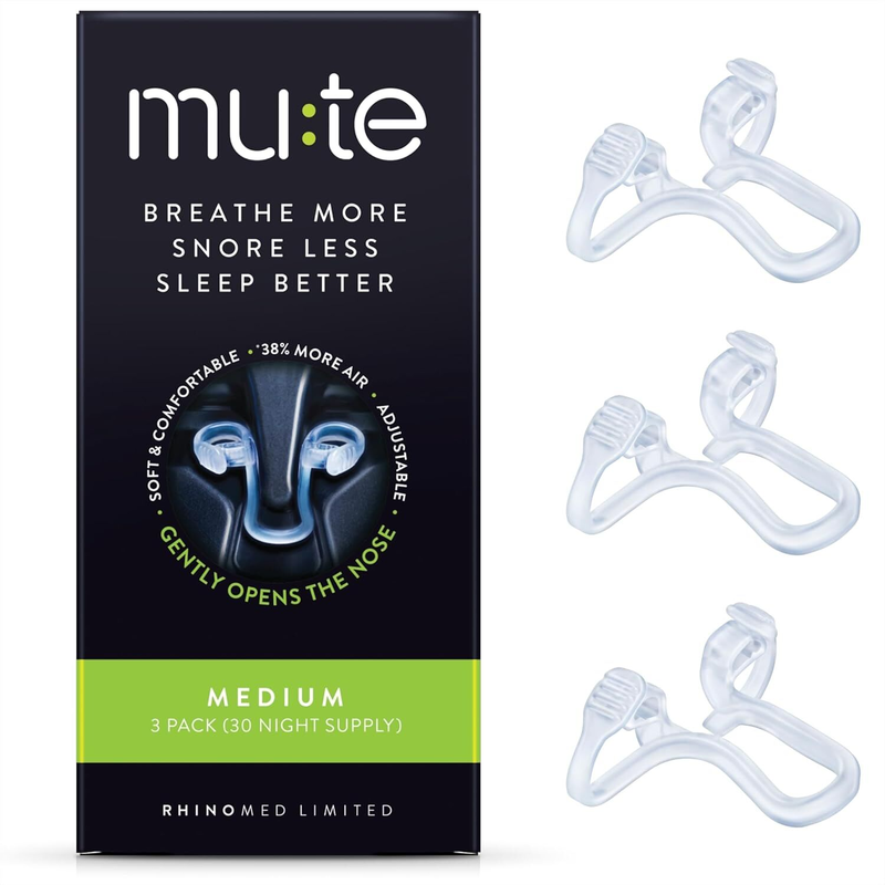 Mute Nasal Dilator for Better Breathing and Snoring Reduction Size Medium 3-Pack