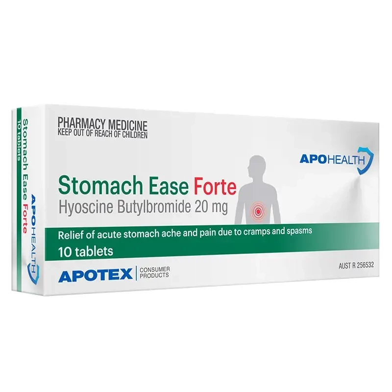 APH Stomach Ease Forte 20mg 10 Tablets Same as Buscopan Forte